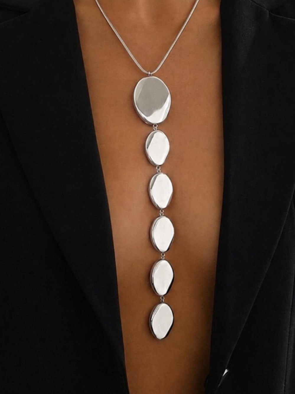 Silver Statement Lariat Necklace/ Y Necklace - Elegant and Subtly Sexy